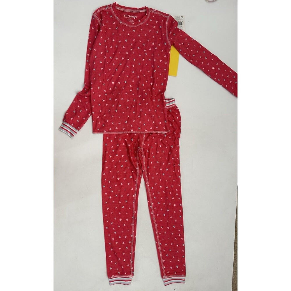 PJ Salvage Tween Kids Ivory Red Heart Stars Lounge Set Size 10 MED New with Tags